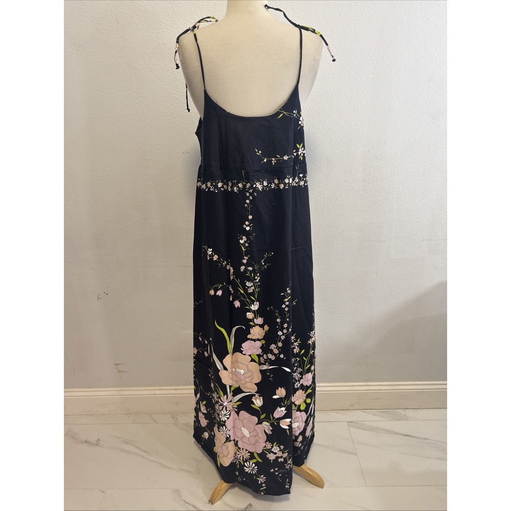Vtg‎ Dutchess Individually Yours Maxi Dress M Black Floral Babydoll Cottagecore - Picture 3 of 14